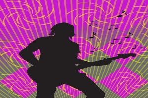 band_person_silhouette_guitar_background_purples_and_yellows_with_swirls_and_music_notes band_person_silhouette_guitar_background_purples_and_yellows_with_swirls_and_music_notes
